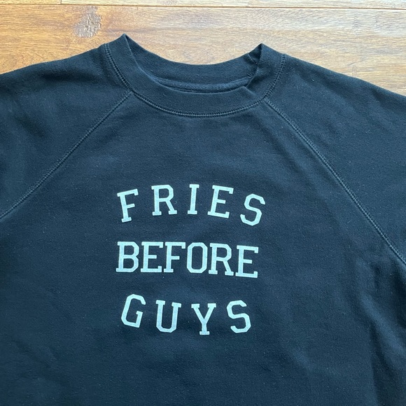 Brunette the Label Fries Before Guys Black Sweatshirt, XS/S - Picture 11 of 15